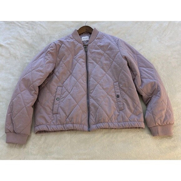 Nine West Jacket Extra Large Snap Up Puffer Bomber Quilted Pink Mauve - Picture 5 of 13